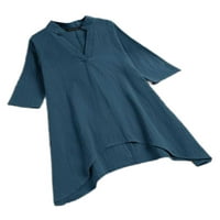 Sanviglor Womens majica rever na vratu Pulover bluza Nepravilna ručna tunika majica Plava 2xl