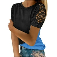 Scyoekwg majice kratkih rukava za žene Trendi ljetni casual opušteni fit okrugli vrat čipke patchwork