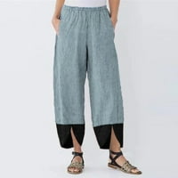 Haljine hlače za žene ženske pamučne posteljine čvrste patchwork neregularne labave pantalone casual