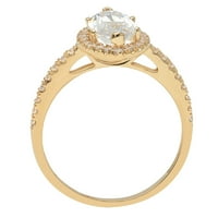 2. CT sjajan markiza Cleani simulirani dijamant 18k žuti zlatni halo pasijans sa Accentima prsten sz 3.5