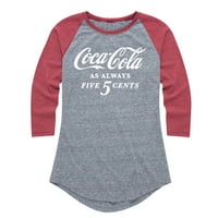 Coca-Cola - kao i uvijek pet centi - ženska grafička majica Raglan