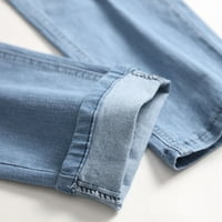 Wyongtao ponude muškarci zatvarač zatvarača čvrste opterećene rastezljetne pantalone raširene traperice