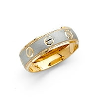 Jewels 14k Gold Okrugli kubični cirkonijski bijeli i žuti prsten Dva Ton dijamantska godišnjica svadbene