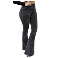 Ženske elastične hlače Klasične čvrste boje traper bell botton traperice sa džepovima Haljina casual