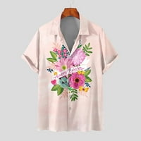 Uskršnje muške majice na dugme Trendi cvjetna jaja Ispiši majicu kratkih rukava plus veličina Havajska