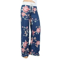 Softmallow Womens tiskane rastezanje Hlače cvjetne udobne hlače za crtanje širokog ležaljka sa lounge