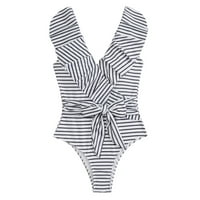 Ženski kupaći kupaći kostim Elegantne kravate Bikini omotač ruffled punog kupaćeg kostim za žene Bijeli