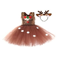 Toddler Girl Slatka božićna jelena Tulle Party Tutu tuču haljina haljina za princeze za božićni cosplay