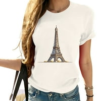 Eiffel Towernin skica stil Modni ženski grafički tee - elegantna i udobna majica kratkih rukava francuski