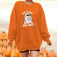 ErSazi Duks Ženska modna pulover Okrugli vrat Halloween Printing Labavi džemper na klirensu Narančasti