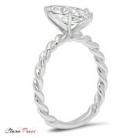 CT sjajan markiza Cleani simulirani dijamant 18k bijeli zlatni pasijans prsten SZ 8