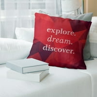 Artverse Quotes Fau Gemstone Istražite Dream Discover Quote Podne jastuk - Standard Veliki