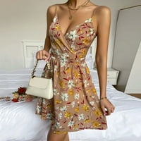 Žene VECT Ljetne špagete haljine cvjetne printom kratka haljina bez rukava slatka za žene slatke zimske