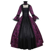Zermoge Womens haljine košulje Plus veličina Žene Jesen zimske gotičke retro cvjetne kuglične haljine