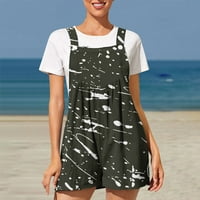 USMIXI ženske kombineti plaža moda visoki struk nabrajani labavi kaiš kratki džepovi Trendy Tie-dye