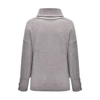 Ediodpoh Moda Ženska kožnica sa luknim gumbima rukavac Pleteni duks topli džemper za pulover za žene
