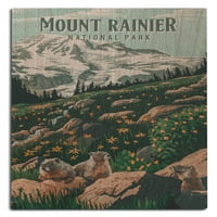 Nacionalni park Mount Rainier, Washington, Slikarno Nacionalni park serija Birch Wood Zidni znak
