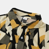 HUMPA majice za muškarce muško ljetno casual geometrijski košulju za ispis kratki rukav isključite košulju