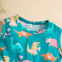 Djevojke toddlera oblače ljetne tinejdžerske bebe bez rukava Dinosaur luk tulle patchwork princeze haljina
