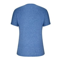 Žene ljetne majice V-izrez kratki rukav čvrsti boja boja bluza s-2xl plava