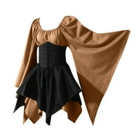 Toyfunny Halloween Žene srednjovjekovne kostiljke kostimi Gothic Retro dugih rukava s dugim rukavima