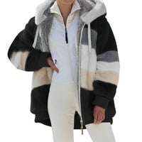 Yuwegr Clearance Women zimski patent zatvarač niz šerpa jaknu s kapuljačom na otvorenom debela ženska