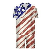 HFYIHGF Muška staza odijela Dan nezavisnosti Kratki setovi odjeća polo majica USA zastava Patriotic