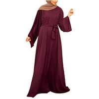 Feesfesfes Ženska haljina Loose Robe Ležerne haljine temeljne boje velike haljine okrugli vrat dugih