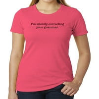 Tiho ispravljam tvoju gramatičku žensku košulje Grafičke majice za žene - Heather Red MH200WFUN S 3XL