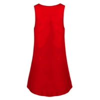 Gotyoou Summer haljina Ženska modna haljina V-izrez bez rukava bez rukava Vest od plaže suknja crvena