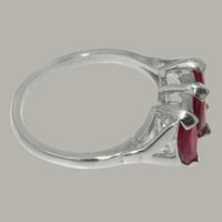 Britanci izrađeni sterling srebrni prirodni rubin ženski Obećani prsten - Opcije veličine - Veličina