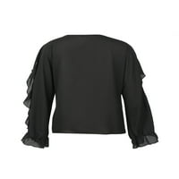 Gwiyeopda ženski rub-down ruffle majica dugih rukava šifonske vrhove uredske damske bluze