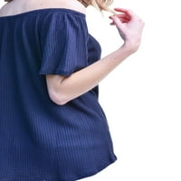 LUMENTO WOOD Striped Print kratkih rukava majice seksi od ramena Twist čvor T-majice Ljetne casual labave