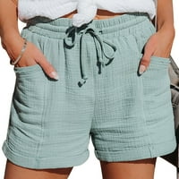Žene Casual Hotsas Elasit struk Ležerne hlače Strukne džepove Comfy elastične ljetne kratke hlače, zeleno,
