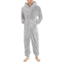 Muška flisa Zimska padžama Zima toplo Zip up jedno odjeća za spavanje s kapuljačom Jogger Soft Loungewear