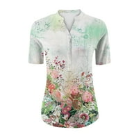 Kulsfhk Ženska majica kratkih rukava na vrhu majica na vrhu ljetne cvjetne ženske poslovne majice za