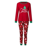 Ženska salon, božićna ženska mama crtani stablo tisak + hlače Porodična odjeća pidžama