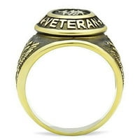 Vjeterani vojni prsten za muškarce i žene Unizirati prsten od nehrđajućeg čelika u zlatnim patriotskim