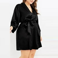 Voncos Womens Soft Pajama Cleariance- Okorači V izrez Silk Satin Sexy Plus Veličina Robe Spavaće odjeće