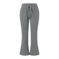 Meuva žene visoke struk široke pantalone za noge modne vučne elastične pantalone udobne ravne pantalone