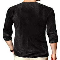 Sanviglor Muns T majice Henley vrat bluza dugih rukava majica casual pulover dnevno odijevanje crne