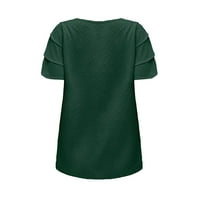 Hanas vrhovi modni ljetni ruffle rukavac V izrez Šifon T košulje casual labavo solidne boje ženske vrhove