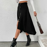 Ljetna ušteda, srednja duljina pletena ljuljačka suknja neregularna suknja Micro mini suknja za djevojku crnu 4