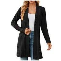 Scyoekwg Fall Coats za žene Ležerni kaput s dugim rukavima Loaseni zimski kardigan džemper kaput čvrsta boja Lagana gornja odjeća Clearence Black XL