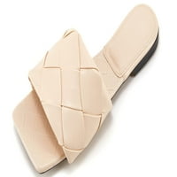 Saodimallsu ženski kvadrat otvoreni nožni tkani s jednim bendom udobnost klizalo na ravne sandale