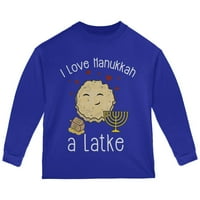 Love Hanukkah Lot Latke Toddler dugih rukava majica Royal Toddler Veličina 5 6