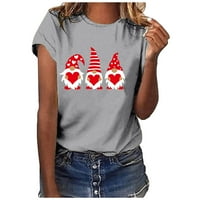 Yyeselk košulja za Valentinovo za ženske slatke gnomes majica Ljubav Srce Širtne košulje Kratki rukav
