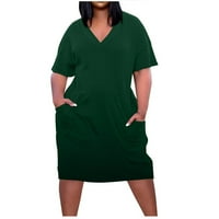 Ženske haljine Casual V izrez T-majice Maxi haljine Ljeto Basic Solid Vestidos para Playa Bluze Labavi