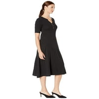 Ralph Lauren ženska crna teksturirana kratki rukav Henley ispod haljine za smjenu koljena L