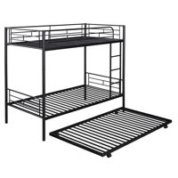 Hassch Twin Twin krevet na kat sa klinkom modernim metalnim okvirom za krevet s ljestvicom, crna